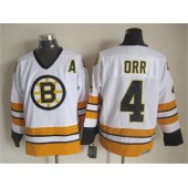 Boston Bruins #4 Bobby Orr White Yellow CCM Throwback Stitched NHL Jersey
