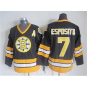 Boston Bruins #7 Phil Esposito Black Yellow CCM Throwback Stitched NHL Jersey