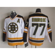 Boston Bruins #77 Ray Bourque White Black CCM Throwback Stitched NHL Jersey