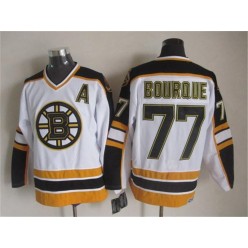Boston Bruins #77 Ray Bourque White Black CCM Throwback Stitched NHL Jersey