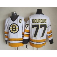 Boston Bruins #77 Ray Bourque White Yellow CCM Throwback Stitched NHL Jersey