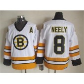 Boston Bruins #8 Cam Neely White Yellow CCM Throwback Stitched NHL Jersey
