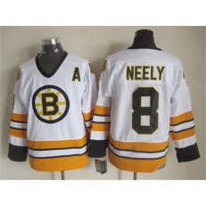 Boston Bruins #8 Cam Neely White Yellow CCM Throwback Stitched NHL Jersey