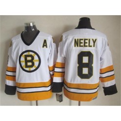Boston Bruins #8 Cam Neely White Yellow CCM Throwback Stitched NHL Jersey
