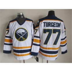 Buffalo Sabres #77 Pierre Turgeon White CCM Throwback Stitched NHL Jersey