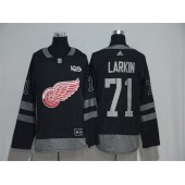 Adidas Detroit Red Wings #71 Dylan Larkin Black 1917-2017 100th Anniversary Stitched NHL Jersey