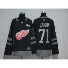 Adidas Detroit Red Wings #71 Dylan Larkin Black 1917-2017 100th Anniversary Stitched NHL Jersey