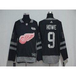 Adidas Detroit Red Wings #9 Gordie Howe Black 1917-2017 100th Anniversary Stitched NHL Jersey