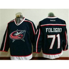 Columbus Blue Jackets #71 Nick Foligno Navy Blue Home Stitched NHL Reebok Hockey Jersey