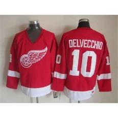 Detroit Red Wings #10 Alex Delvecchio Red CCM Throwback Stitched NHL Jersey