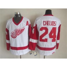 Detroit Red Wings #24 Chris Chelios White CCM Throwback Stitched NHL Jersey