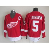 Detroit Red Wings #5 Nicklas Lidstrom Red CCM Throwback Stitched NHL Jersey