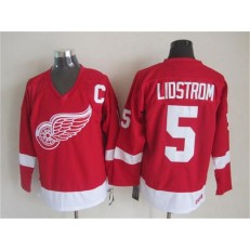Detroit Red Wings #5 Nicklas Lidstrom Red CCM Throwback Stitched NHL Jersey