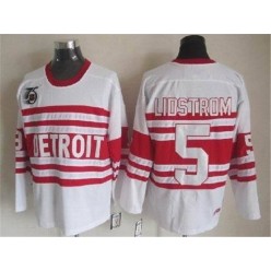 Detroit Red Wings #5 Nicklas Lidstrom White 75TH CCM Stitched NHL Jersey