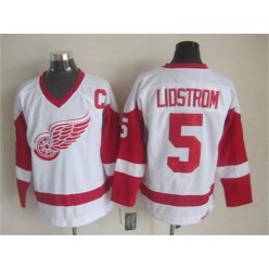 Detroit Red Wings #5 Nicklas Lidstrom White CCM Throwback Stitched NHL Jersey