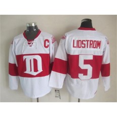 Detroit Red Wings #5 Nicklas Lidstrom White Winter Classic CCM Throwback Stitched NHL Jersey