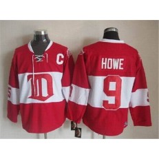 Detroit Red Wings #9 Gordie Howe Red Winter Classic CCM Throwback Stitched NHL Jersey