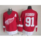 Detroit Red Wings #91 Sergei Fedorov Red CCM Throwback Stitched NHL Jersey
