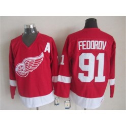 Detroit Red Wings #91 Sergei Fedorov Red CCM Throwback Stitched NHL Jersey