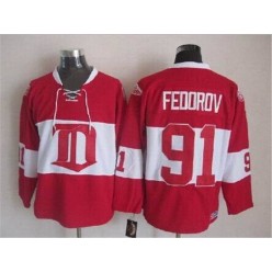 Detroit Red Wings #91 Sergei Fedorov Red Winter Classic CCM Throwback Stitched NHL Jersey