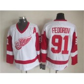 Detroit Red Wings #91 Sergei Fedorov White CCM Throwback Stitched NHL Jersey