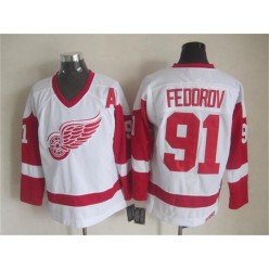 Detroit Red Wings #91 Sergei Fedorov White CCM Throwback Stitched NHL Jersey