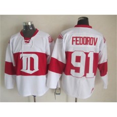 Detroit Red Wings #91 Sergei Fedorov White Winter Classic CCM Throwback Stitched NHL Jersey