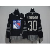 Adidas New York Rangers 30 Henrik Lundqvist Black 1917-2017 100th Anniversary Stitched NHL Jersey