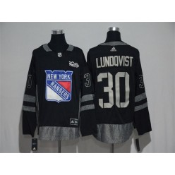 Adidas New York Rangers 30 Henrik Lundqvist Black 1917-2017 100th Anniversary Stitched NHL Jersey