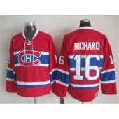 Montreal Canadiens 16 Henri Richard Stitched Red CH CCM Throwback NHL Jersey