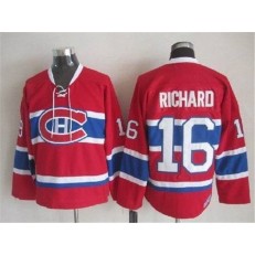 Montreal Canadiens 16 Henri Richard Stitched Red CH CCM Throwback NHL Jersey