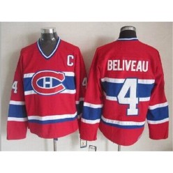 Montreal Canadiens 4 Jean Beliveau Stitched Red CCM Throwback NHL Jersey