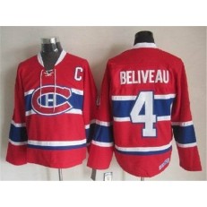 Montreal Canadiens 4 Jean Beliveau Stitched Red CH CCM Throwback NHL Jersey