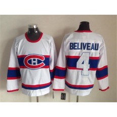 Montreal Canadiens 4 Jean Beliveau White CCM Throwback Stitched NHL Jersey