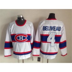 Montreal Canadiens 4 Jean Beliveau White CCM Throwback Stitched NHL Jersey