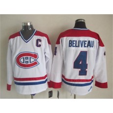 Montreal Canadiens 4 Jean Beliveau White CH-CCM Throwback Stitched NHL Jersey