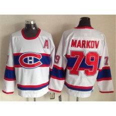 Montreal Canadiens 79 Andrei Markov White CCM Throwback Stitched NHL Jersey
