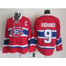 Montreal Canadiens 9 Maurice Richard Stitched Red CH CCM Throwback NHL Jersey