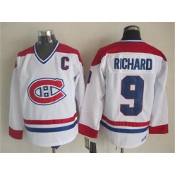 Montreal Canadiens 9 Maurice Richard White CH-CCM Throwback Stitched NHL Jersey