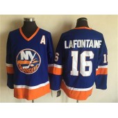 New York Islanders 16 Pat LaFontaine Baby Blue CCM Throwback Stitched NHL Jersey