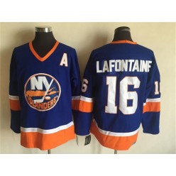 New York Islanders 16 Pat LaFontaine Baby Blue CCM Throwback Stitched NHL Jersey