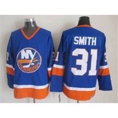 New York Islanders 31 Billy Smith Baby Blue CCM Throwback Stitched NHL Jersey