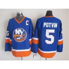 New York Islanders 5 Denis Potvin Baby Blue CCM Throwback Stitched NHL Jersey