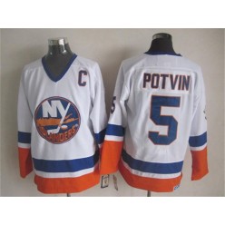 New York Islanders 5 Denis Potvin White CCM Throwback Stitched NHL Jersey