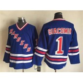 New York Rangers 1 Eddie Giacomin Blue CCM Heroes of Hockey Alumni Stitched NHL Jersey