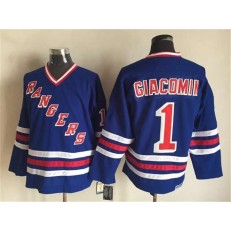 New York Rangers 1 Eddie Giacomin Blue CCM Heroes of Hockey Alumni Stitched NHL Jersey
