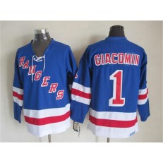 New York Rangers 1 Eddie Giacomin Light Blue CCM Throwback Stitched NHL Jersey