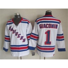 New York Rangers 1 Eddie Giacomin White CCM Throwback Stitched NHL Jersey