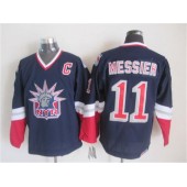 New York Rangers 11 Mark Messier Navy Blue CCM Statue of Liberty Stitched NHL Jersey