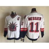 New York Rangers 11 Mark Messier White CCM Statue of Liberty Stitched NHL Jersey